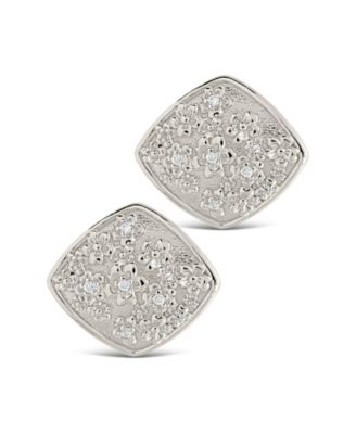 Gold-Tone or Silver-Tone Cubic Zirconia Detail Flower Pendant Ophelia Studs