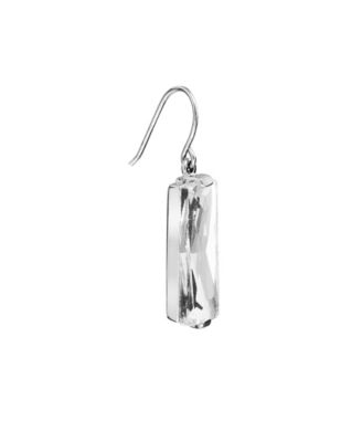 Rectangular Crystal Drop Earrings in Silver-Plate