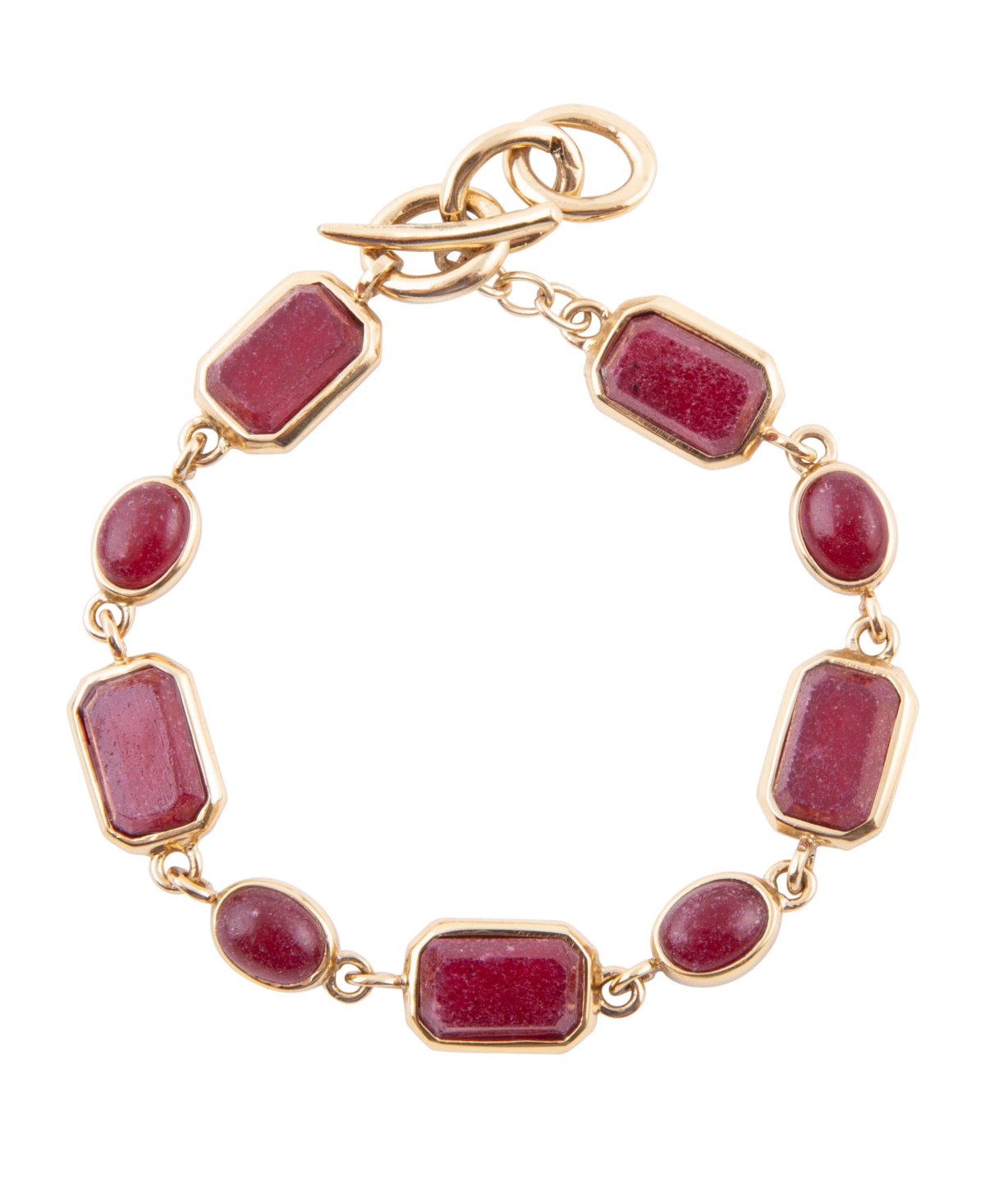 Shop Barse Delicately Genuine Red Onyx Rectangle And Circle Link Bracelet