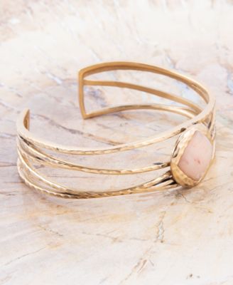 Terra Genuine Peach Moonstone Kite Cuff Bracelet