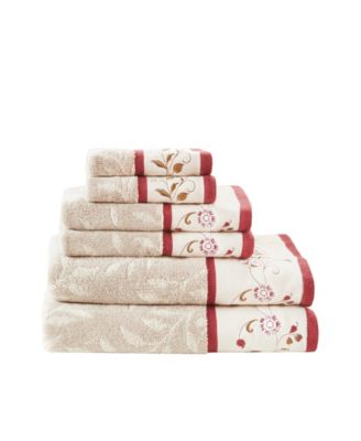 Cotton 6-Pc. Embroidered Serene Jacquard Towel Set