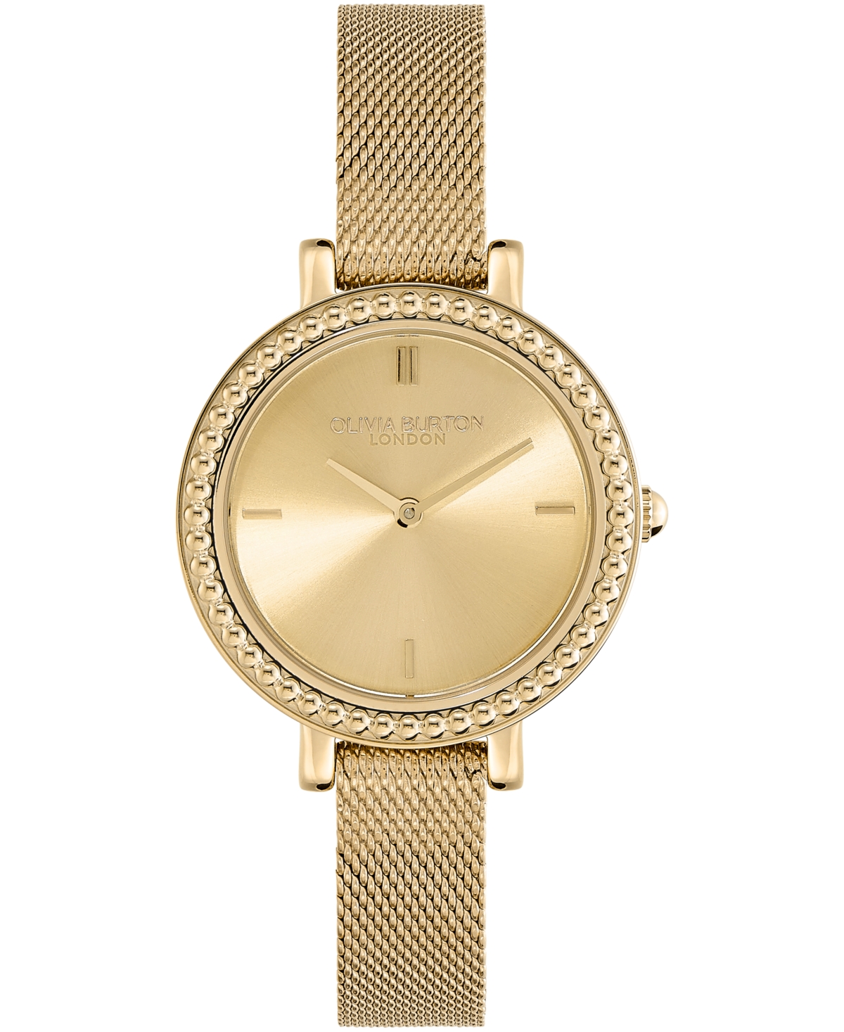 Women's Vintage-Like Bead Gold-Tone Stainless Steel Mesh Watch 30mm - Gold