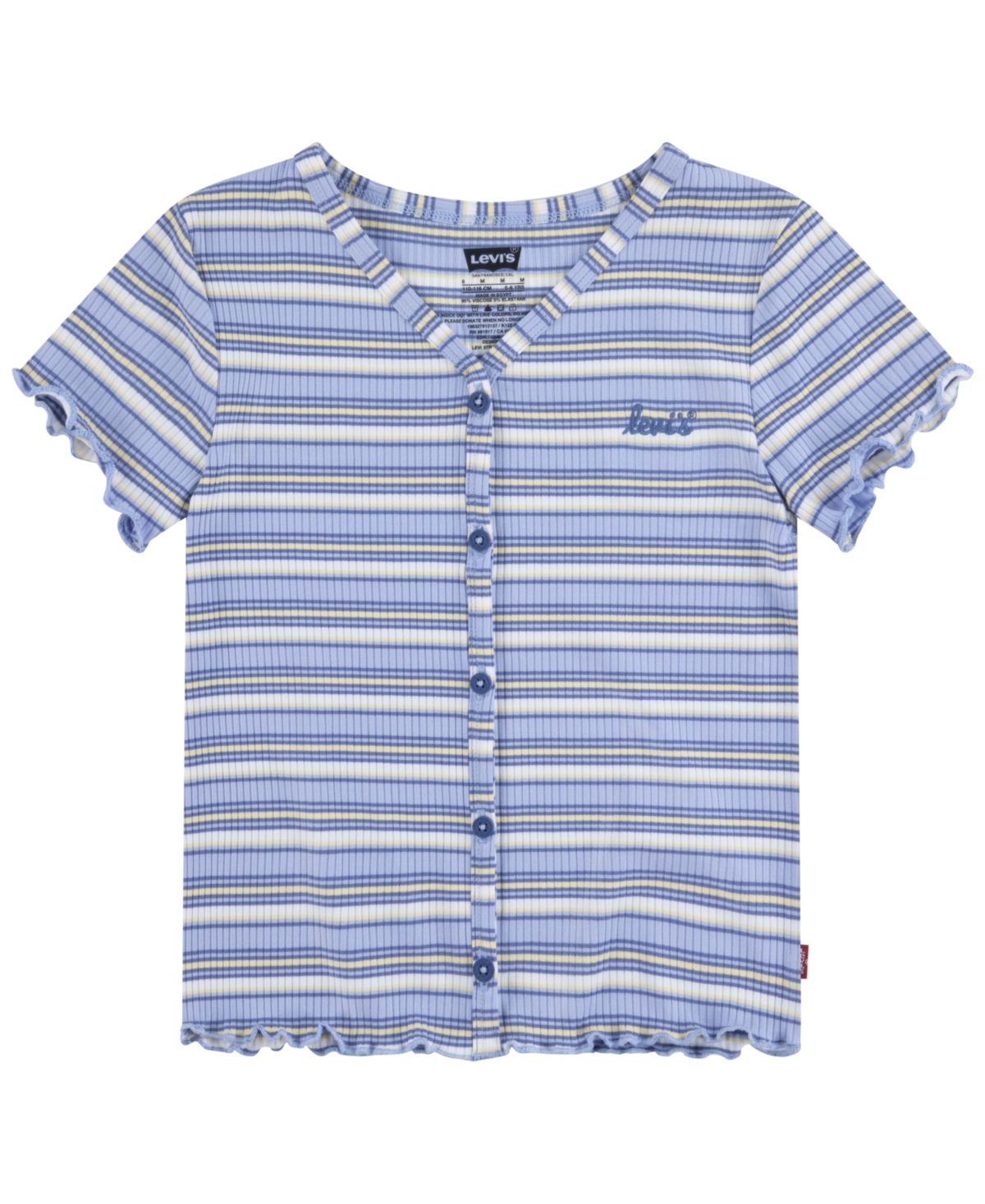 Shop Levi's Little Girls Striped Meet And Greet Top In Coastal Fjord