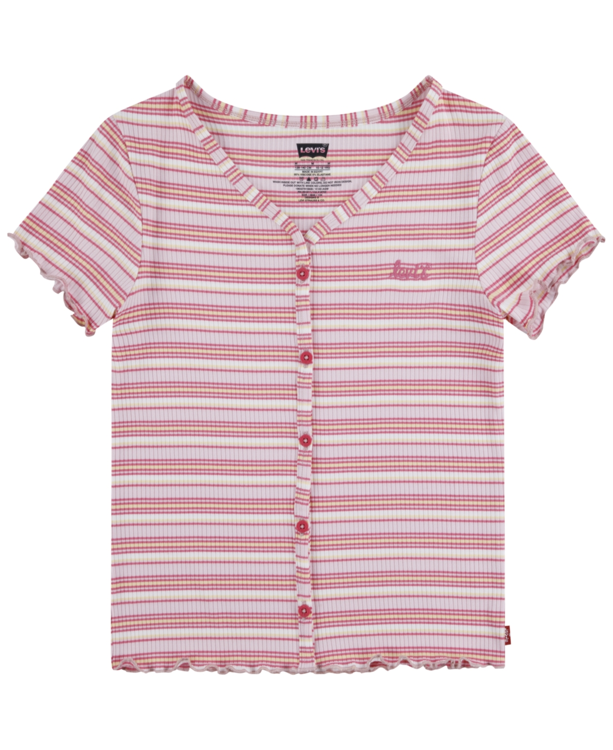 Shop Levi's Little Girls Striped Meet And Greet Top In Honeysuckle