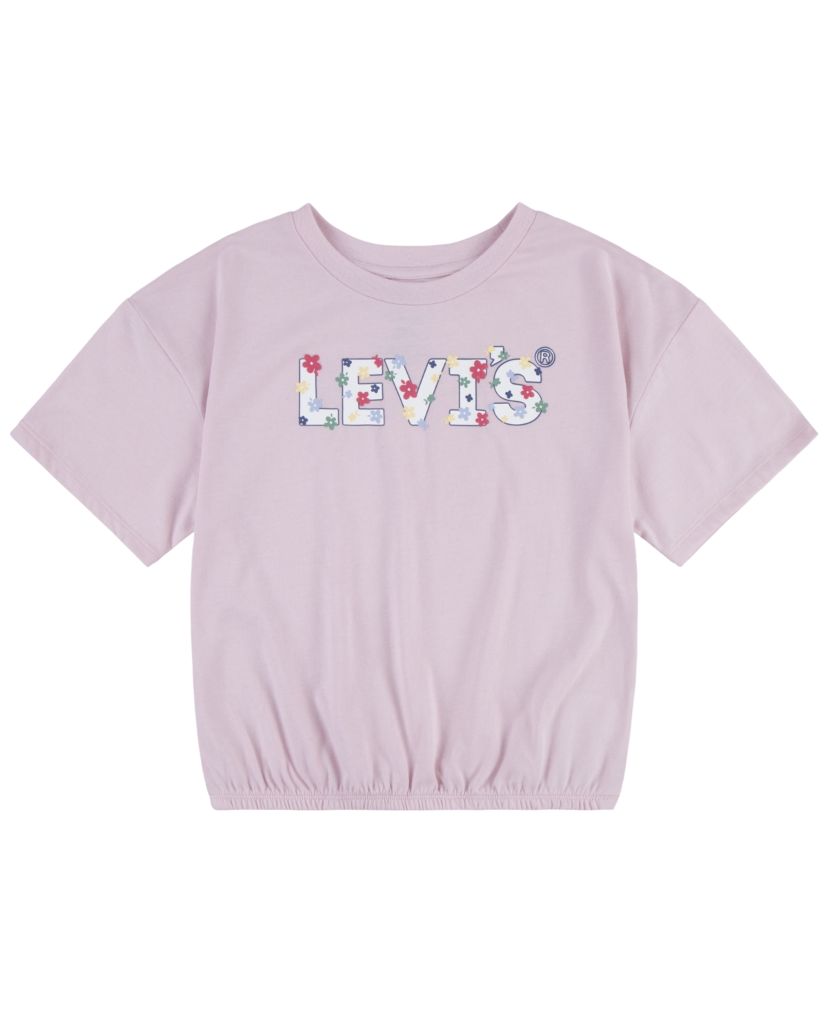 Levi's Kids' Big Girls Floral Elastic Bubble Short Sleeve Top In Chalk Pink