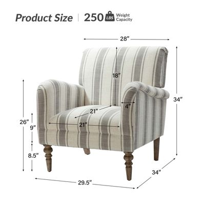 Erdahl Contemporary Arm Chair Stripe with wooden legs