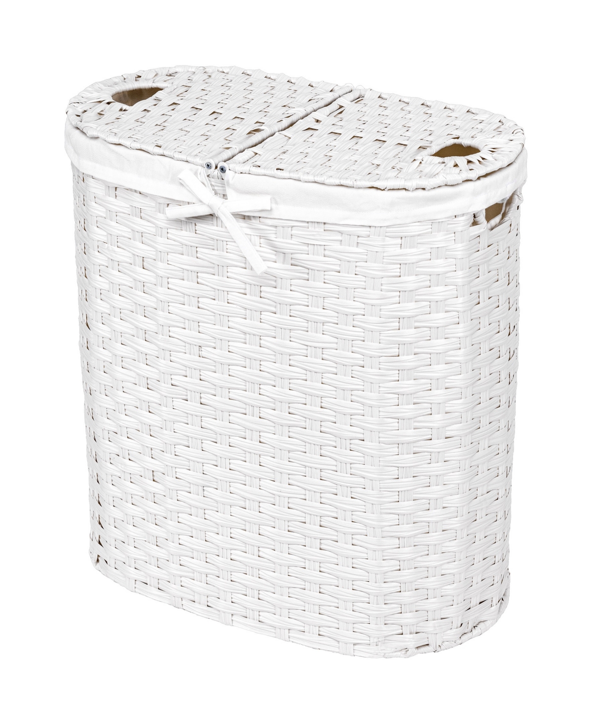 Shop Seville Classics Handwoven Lidded Oval Double Laundry Hamper In White