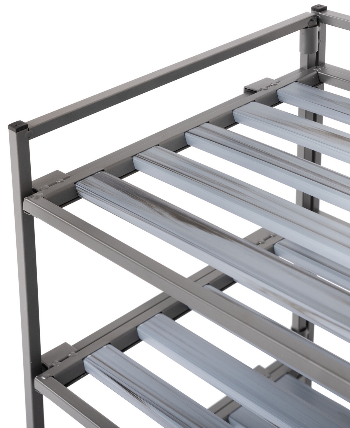 Seville Classics Home 3-tier Stackable Wide Resin Slat Shoe Rack In Silver Mist