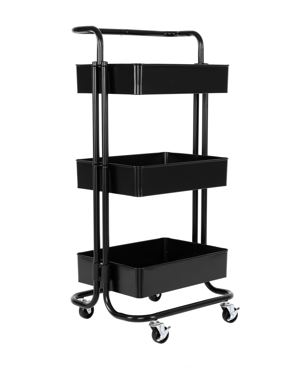 Shop Seville Classics 3-tier Steel Cart With Handle In Black