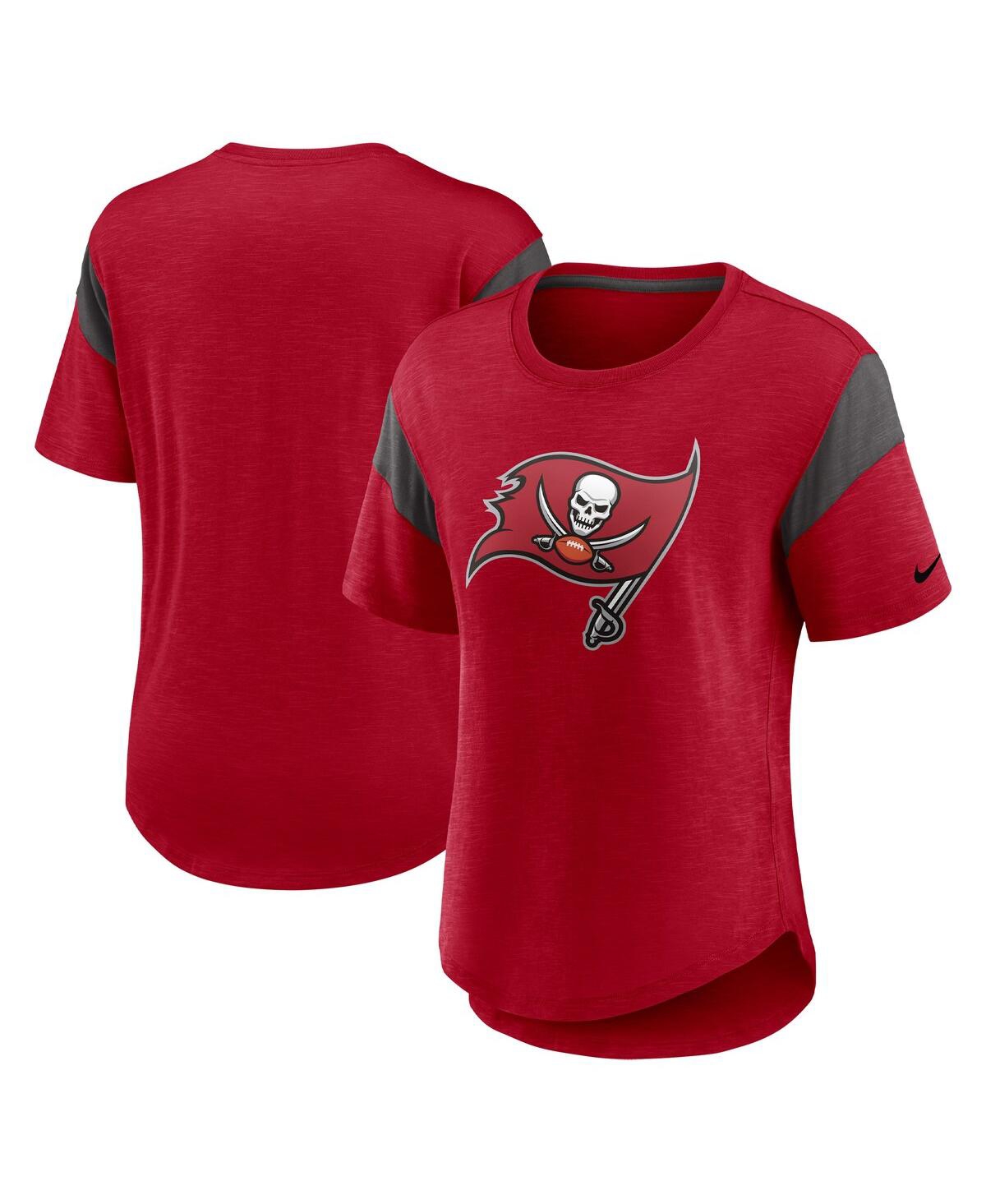Nike Heathered Red Tampa Bay Buccaneers Primary Logo Slub Fashion Top In Heather Red