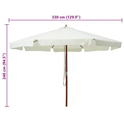 Garden Parasol with Wooden Pole 129.9" Sand White