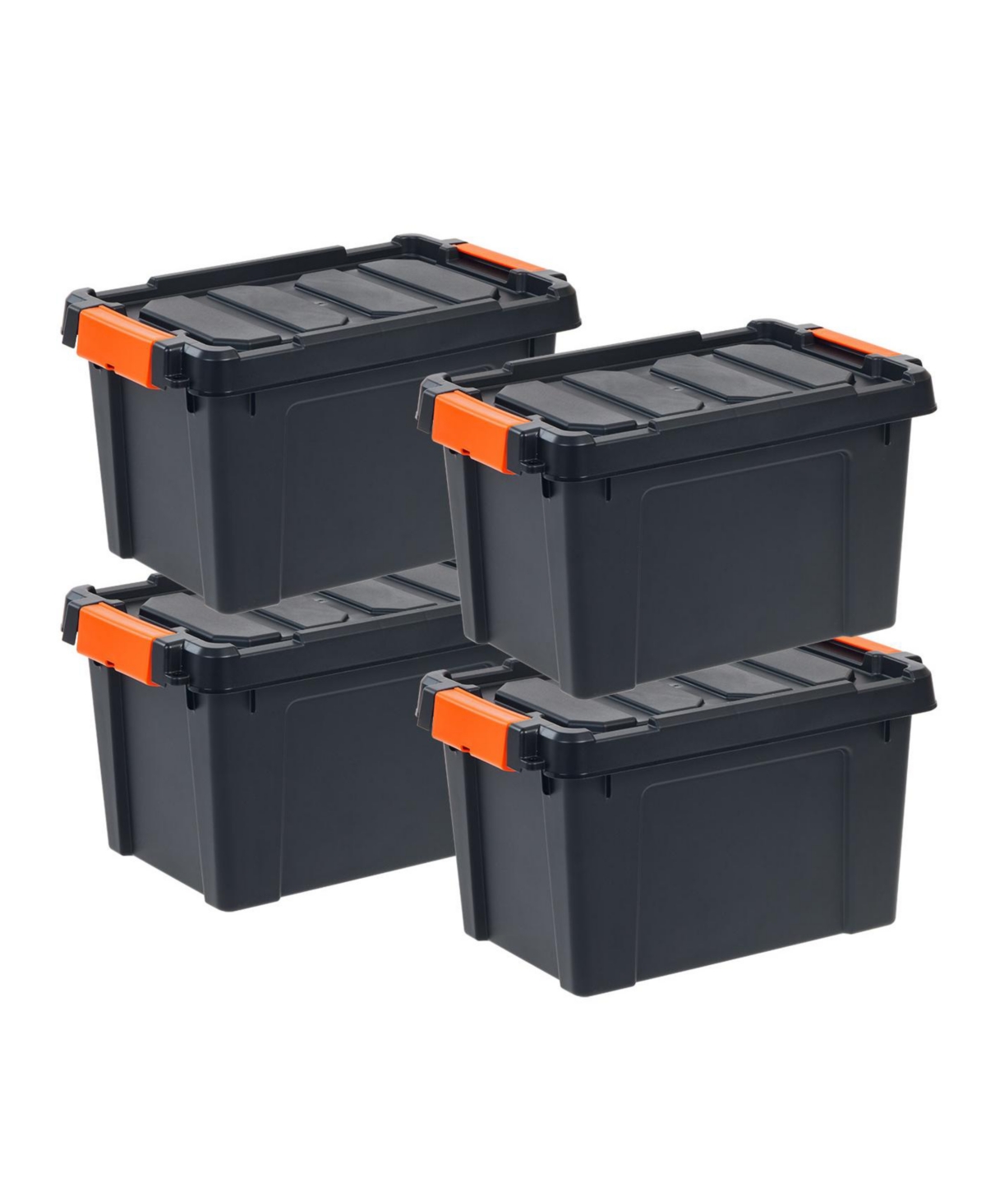 22 Quart Heavy Duty Plastic Storage Box, Black, 4 Pack - Black