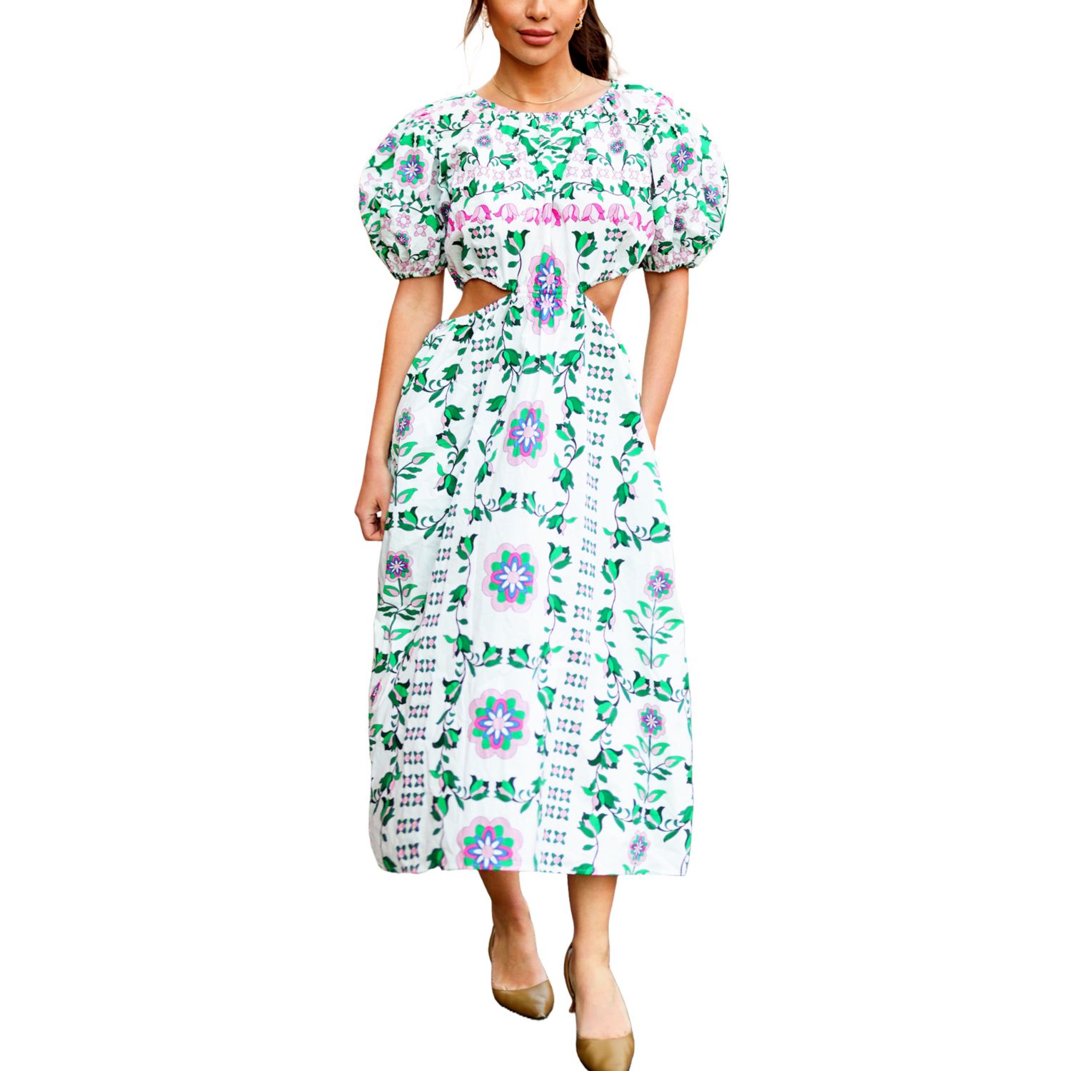 Danielle Green Garden Midi Dress