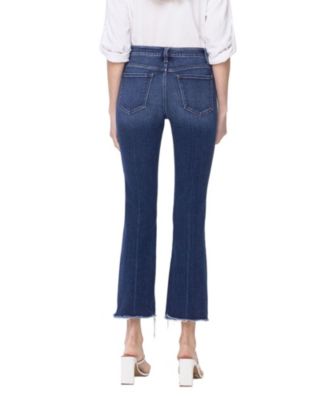 Women's High Rise Raw Step Hem Kick Flare Jeans
