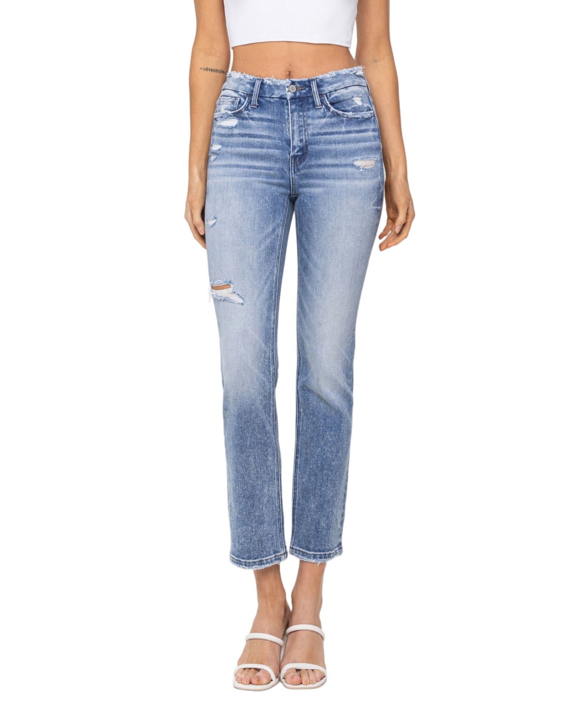 Women's High Rise Cropped Slim Straight Jeans - Coveniently blue