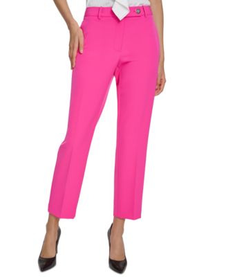 Karl Lagerfeld Women's Solid Slim-Leg Mid-Rise Ankle Pants - Macy's