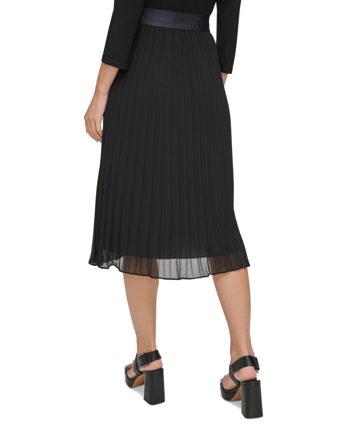 Женская юбка DKNY Pleated Midi, цвет: Чёрный — фото 10