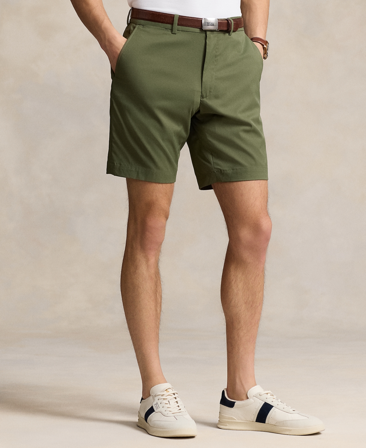 Shop Polo Ralph Lauren Men's 9-inch Tailored Fit Performance Shorts In Dark Sage