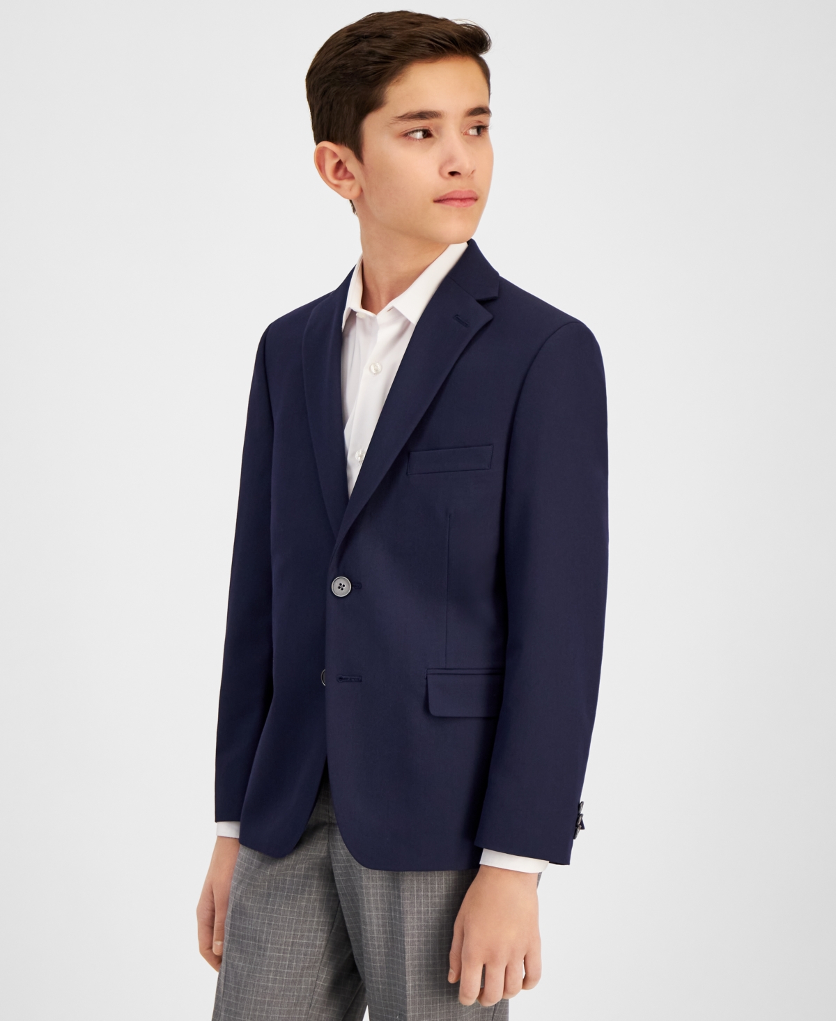 Shop Michael Kors Big Boys Classic Fit Stretch Suit Jacket In Navy