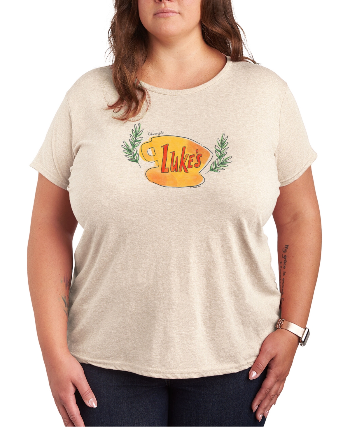Shop Air Waves Trendy Plus Size Gilmore Girls Luke's Graphic T-shirt In Beige,khaki