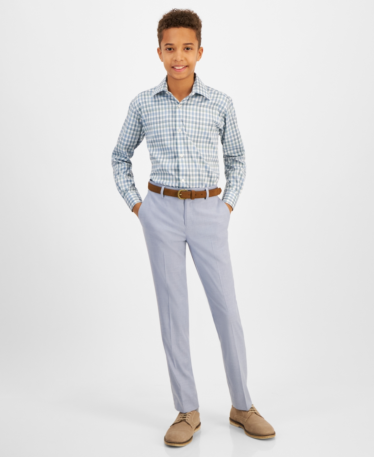 Michael Kors Big Boys Classic Fit Stretch Dress Shirt - Sage