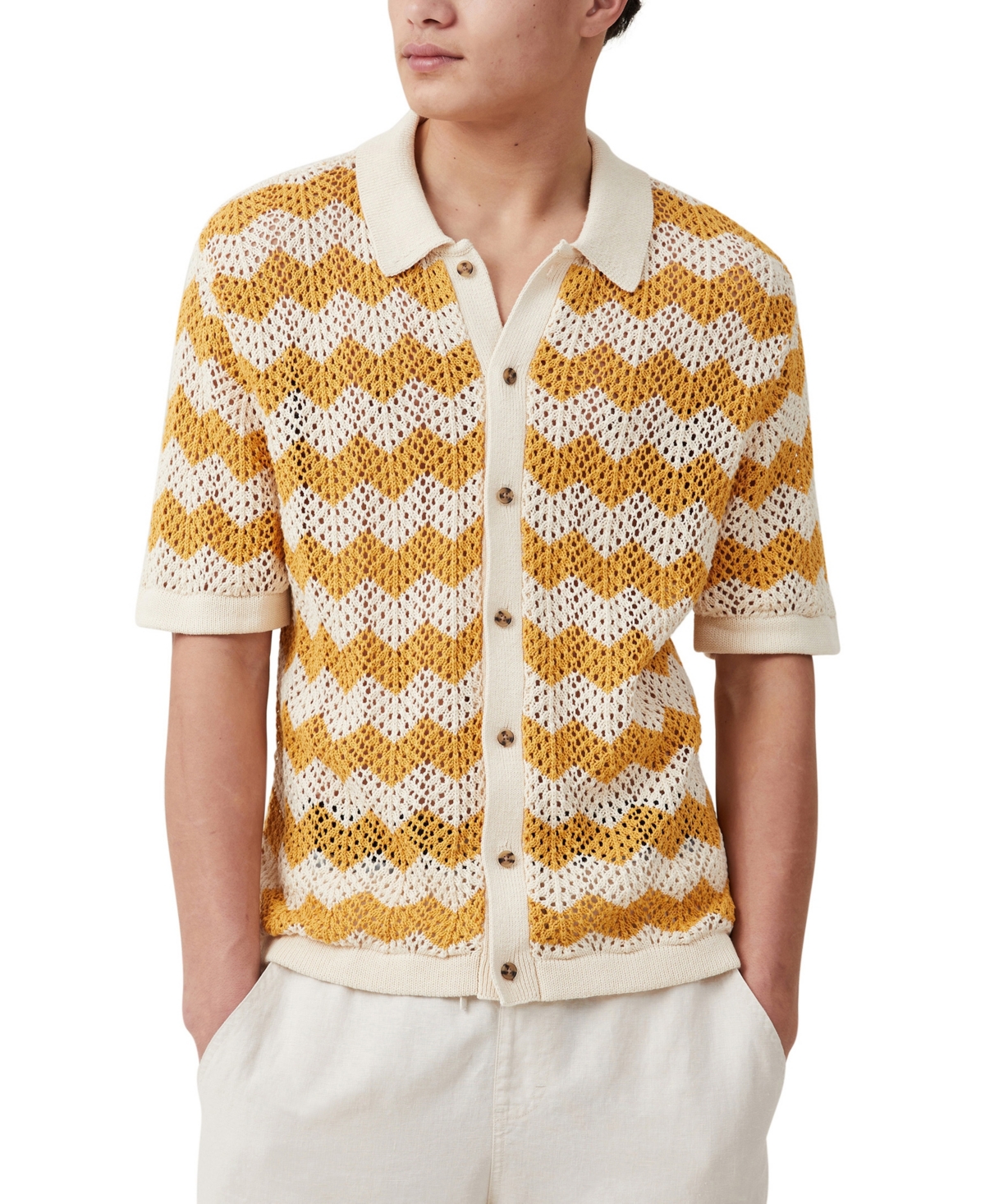 Shop Cotton On Men's Pablo Short Sleeve Shirt In Orange Chevron