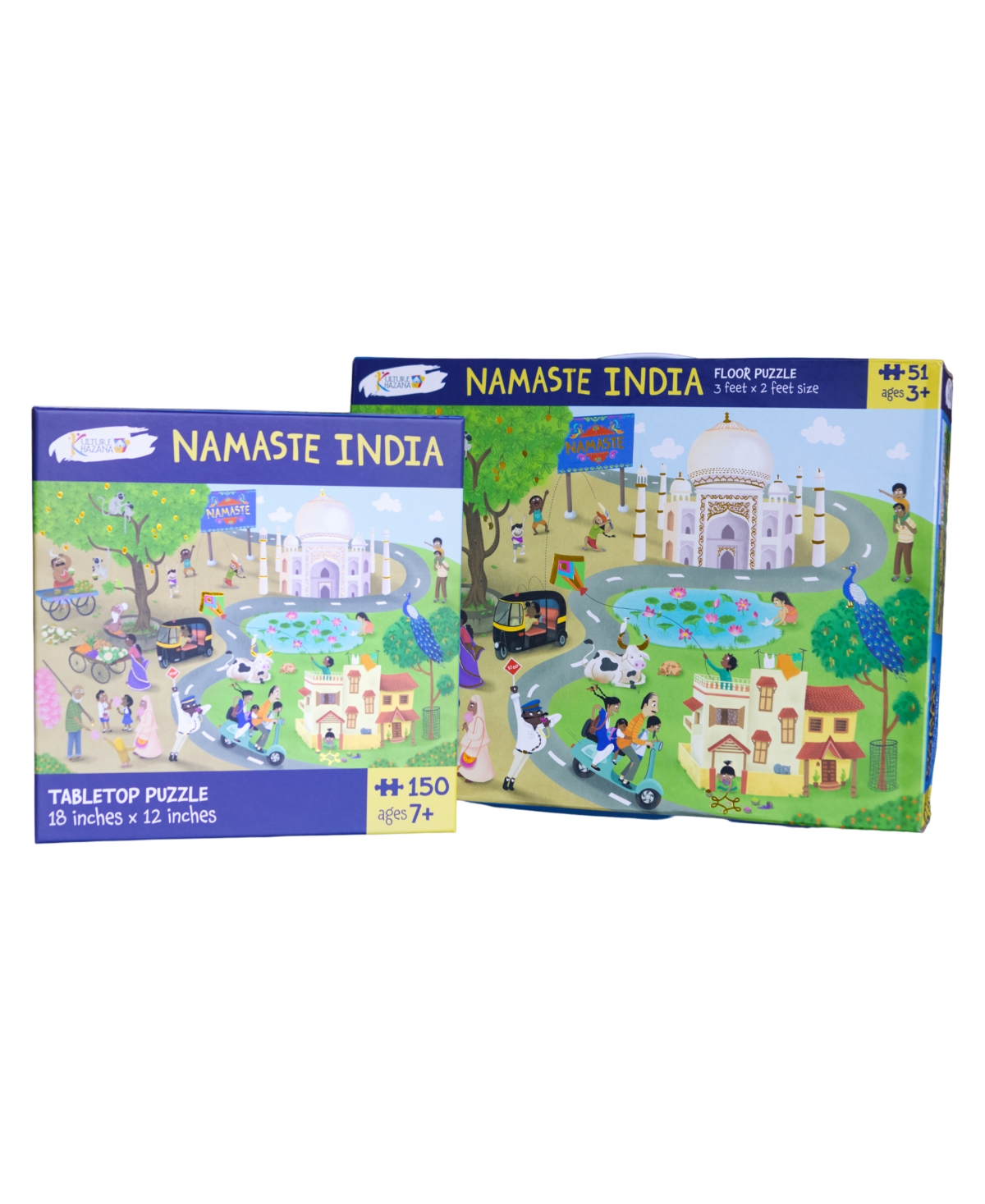 Shop Kulture Khazana Namaste India Bundle Floor Puzzle, 51 Pieces Plus Tabletop Puzzle, 150 Pieces In Mutli