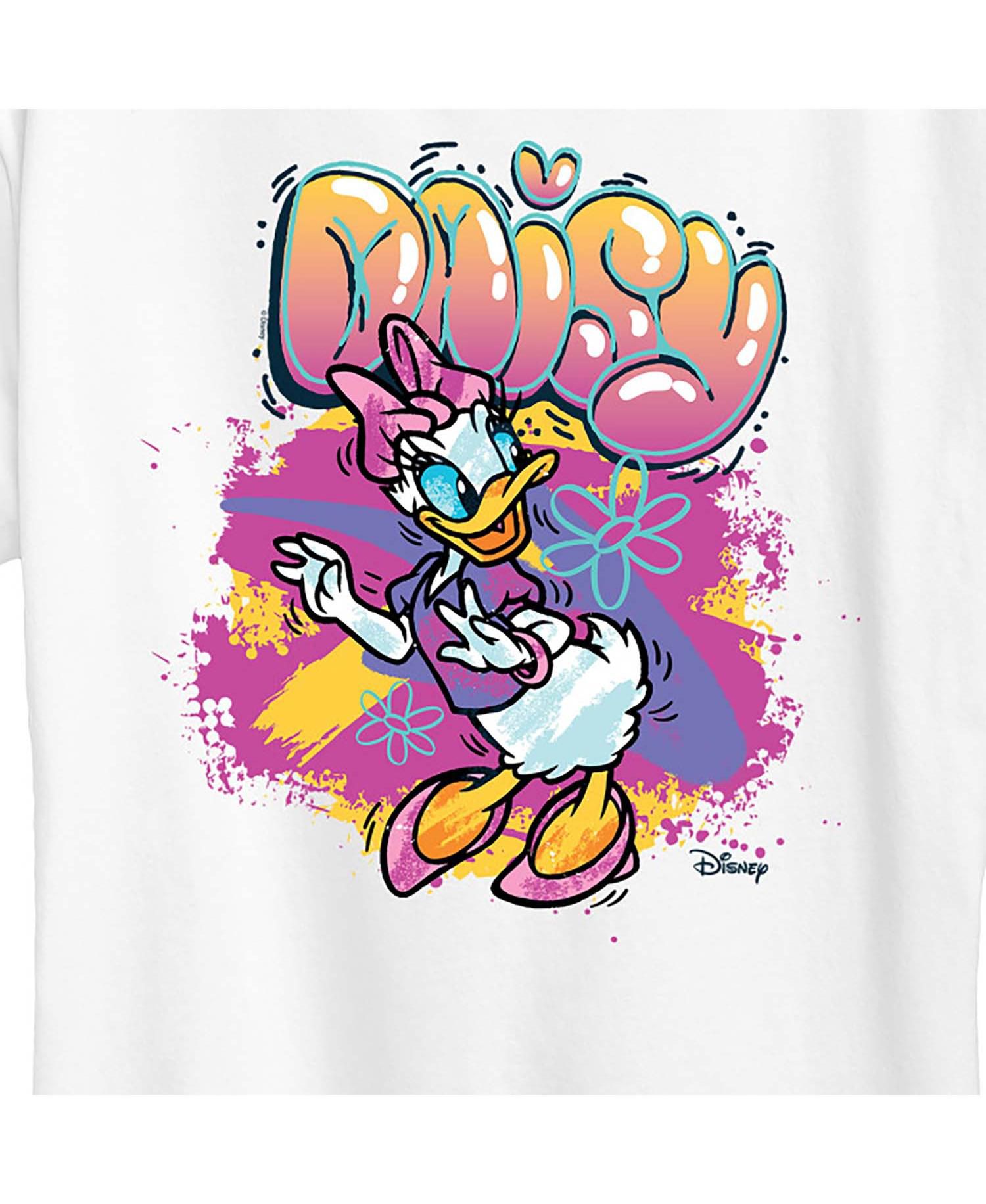 Trendy Plus Size Disney Daisy Duck Graffiti Graphic T-shirt
