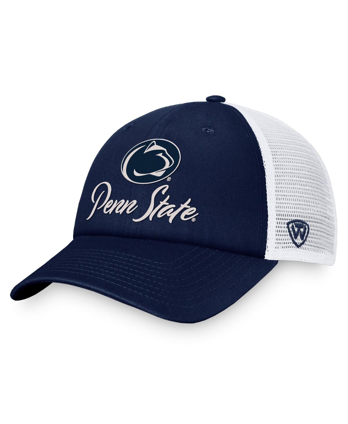Shop Top Of The World Women's  Navy, White Penn State Nittany Lions Charm Trucker Adjustable Hat In Navy,white