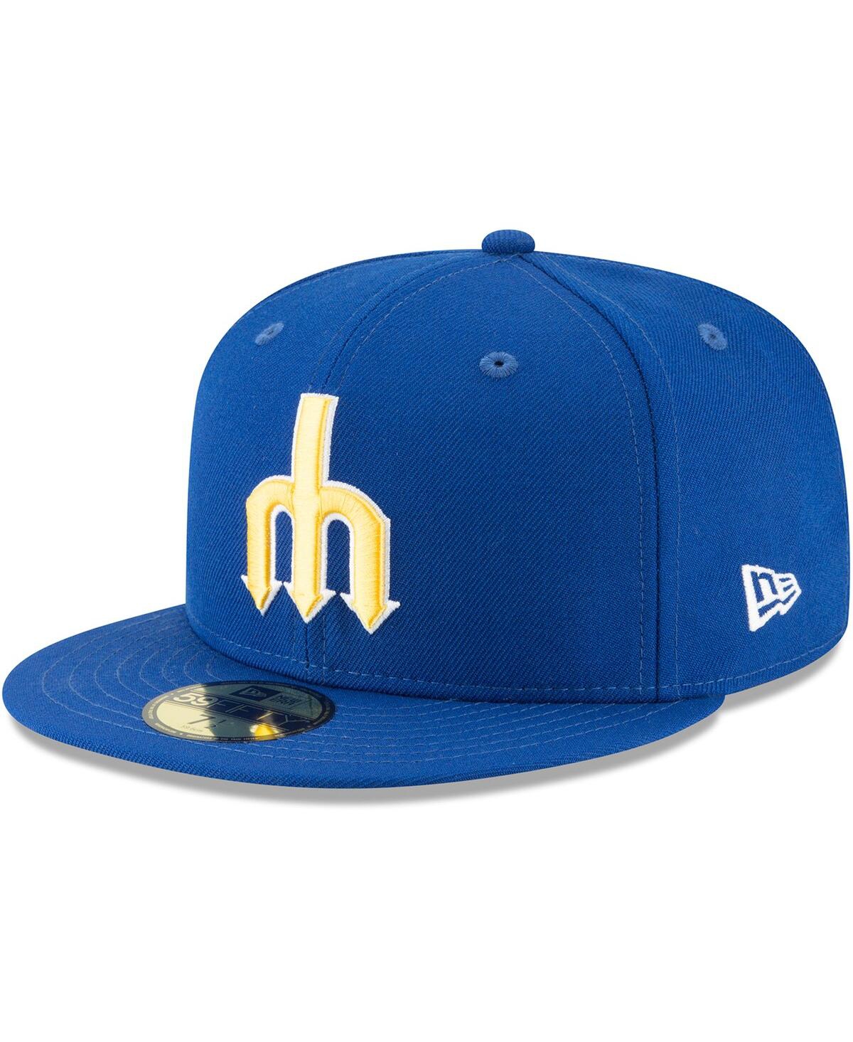 NEW ERA MEN'S NEW ERA BLUE SEATTLE MARINERS COOPERSTOWN COLLECTION WOOL 59FIFTY FITTED HAT