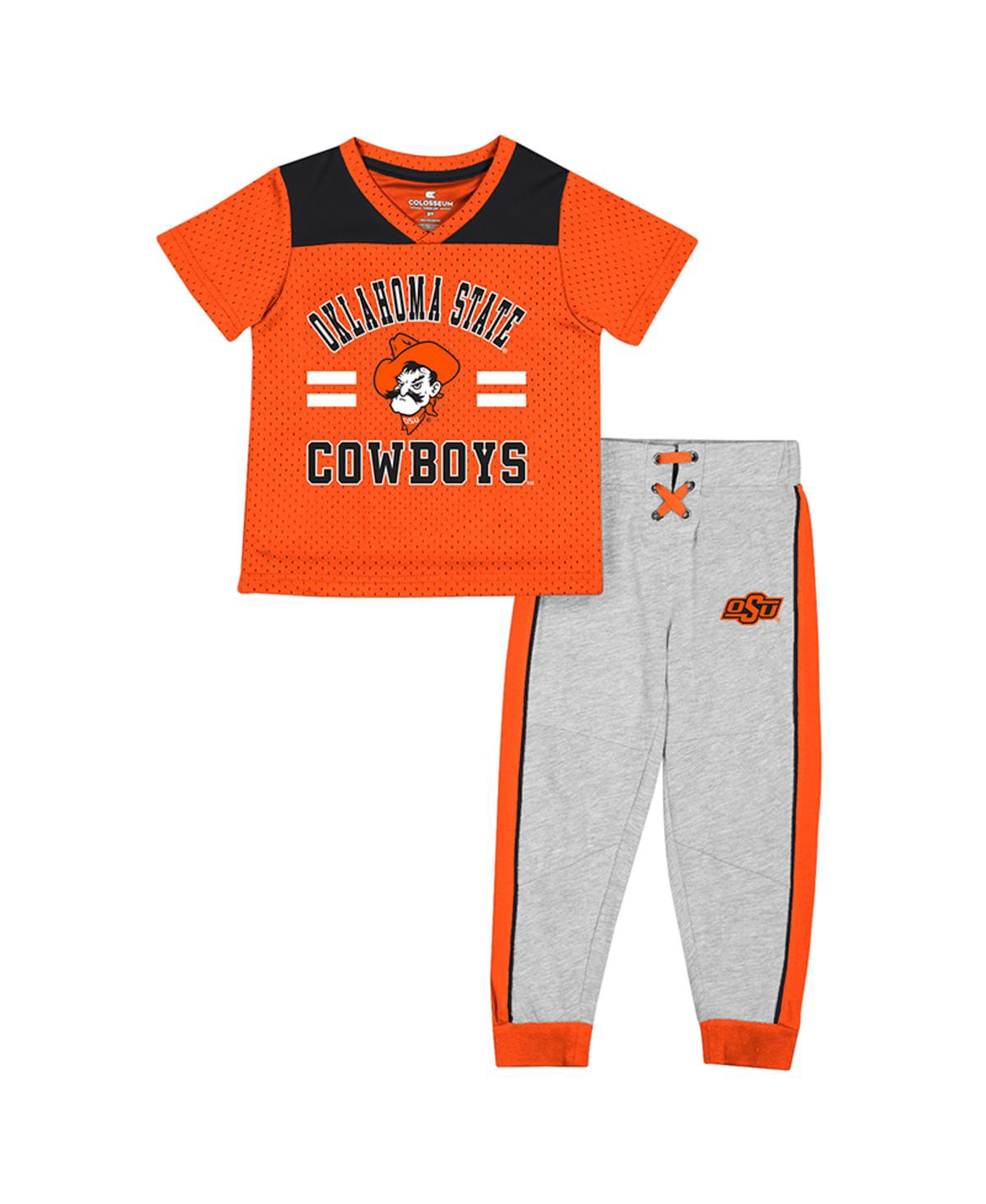 Colosseum Toddler Boys And Girls  Orange, Heather Gray Oklahoma State Cowboys Ka-boot-it Jersey And P In Orange,heather Gray