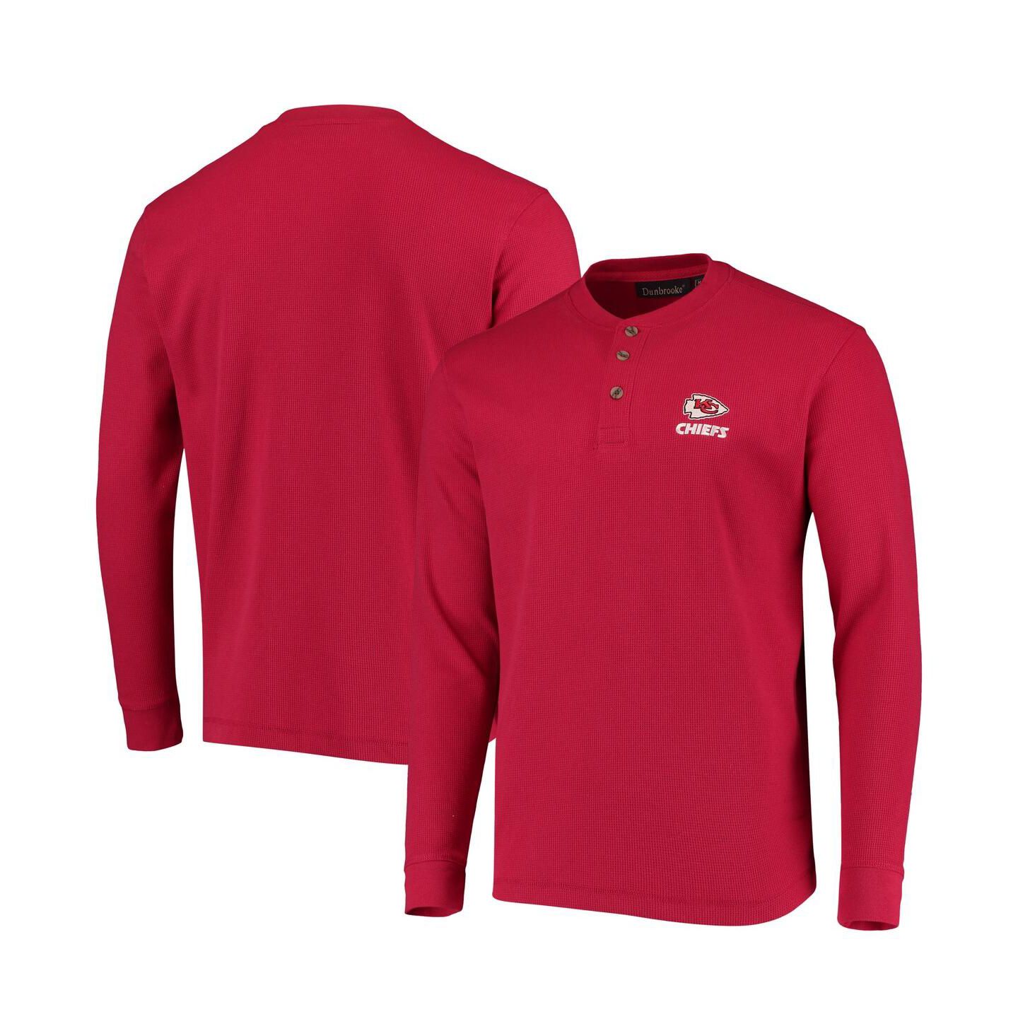 Мужская футболка Dunbrooke Red Kansas City Chiefs Logo Maverick Thermal Henley Long Sleeve — фото 1