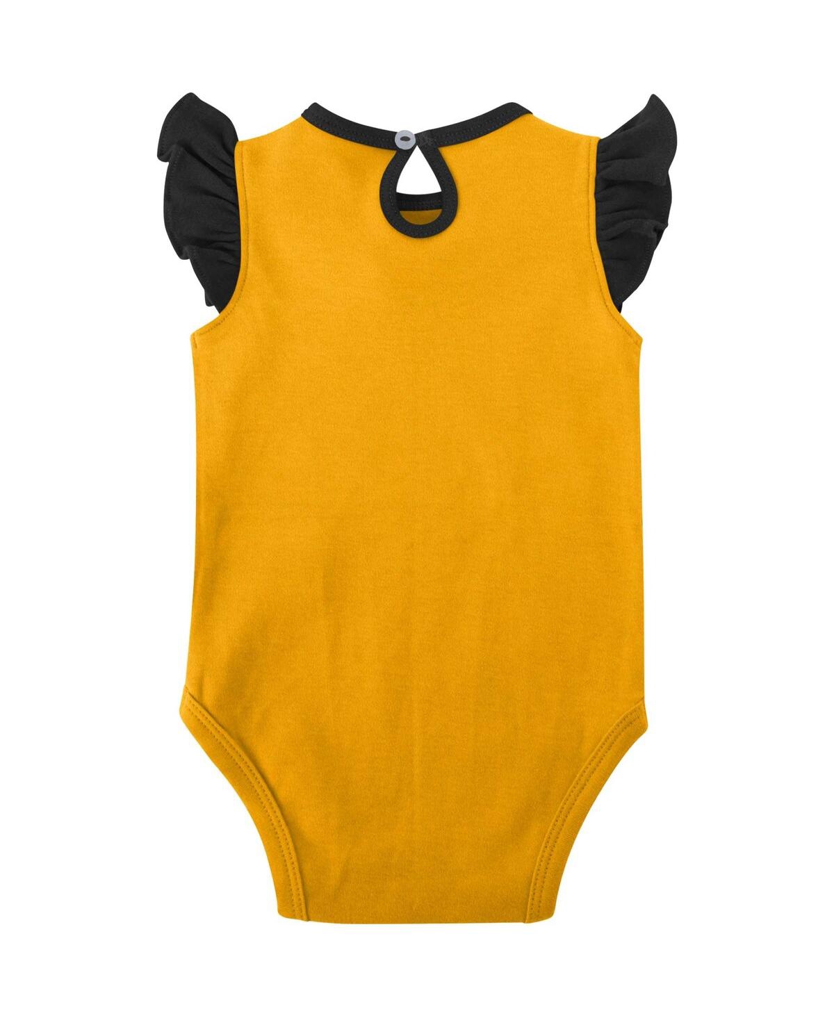 Shop Outerstuff Baby Girls Black, Gold Iowa Hawkeyes Spread The Love 2-pack Bodysuit Set In Black,gold