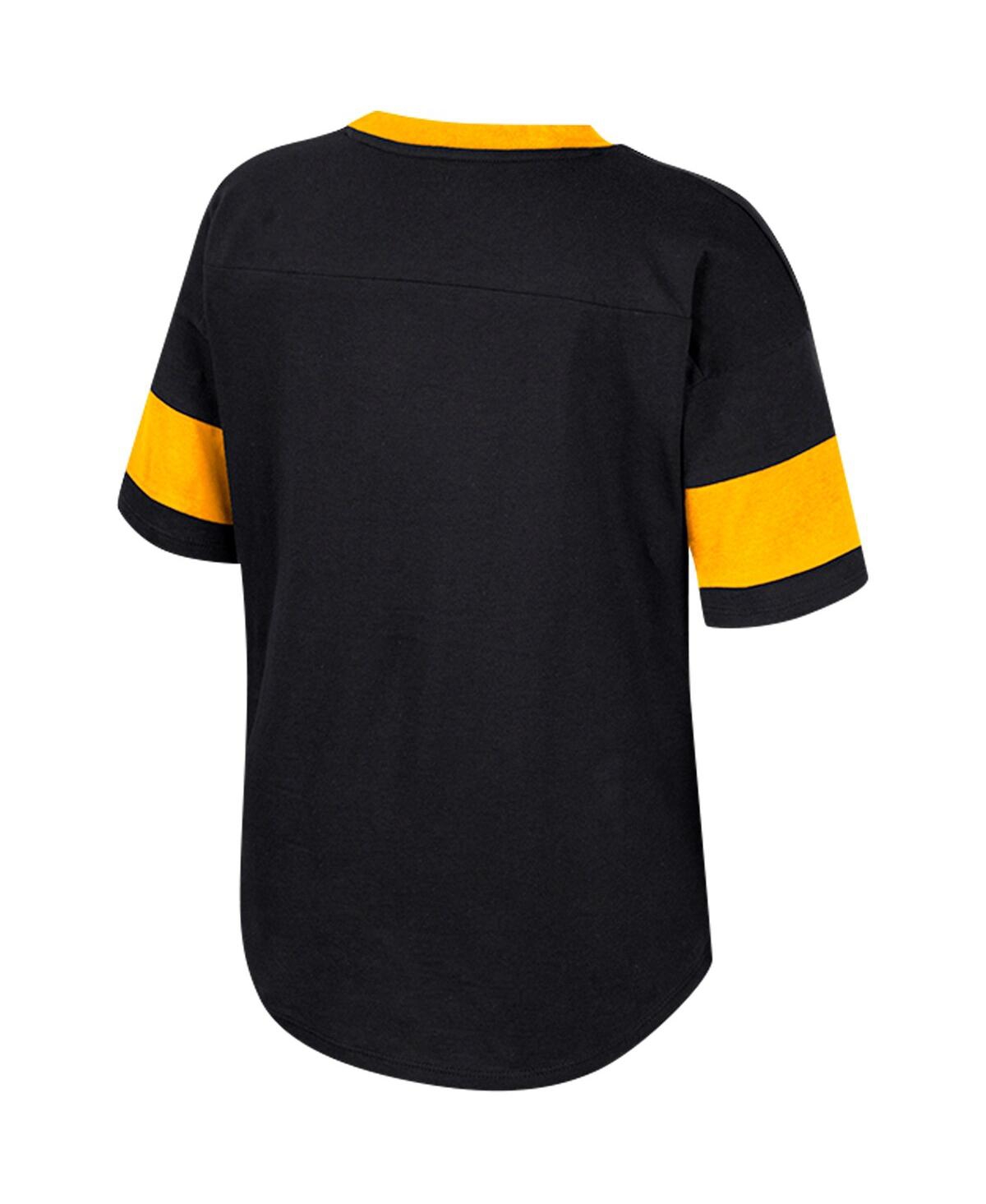 Colosseum Big Girls  Black Iowa Hawkeyes Tomika Tie-front V-neck T-shirt In Black