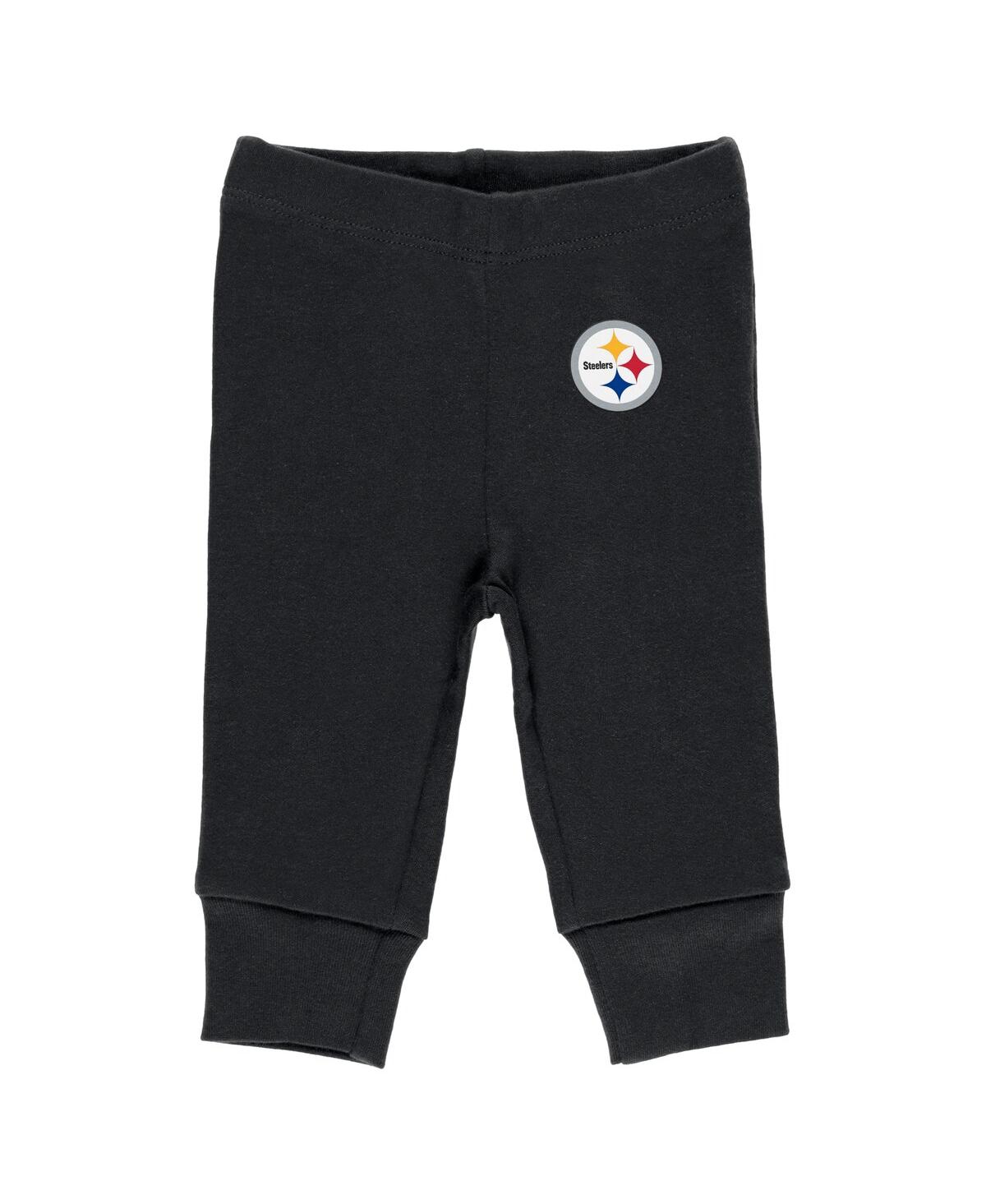 Shop Wear By Erin Andrews Baby Boys And Girls  Gray, Black, White Pittsburgh Steelers Three-piece Turn Me  In Gray,black