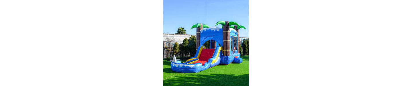Детская игрушка HERO Kiddo Ocean Shark Commercial Bounce House Water Slide w/ Splash Pool & Blower, Basketball Hoop, Wet/Dry, Indoor/Outdoor, цвет: Зелёный — фото 10