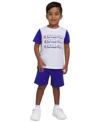 Toddler Little Boys Short Sleeve T Shirt Fleece Shorts 2 Piece Set