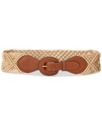 Lauren Ralph Lauren - Women's Leather-Trim Corded Macram&eacute; Wide Belt