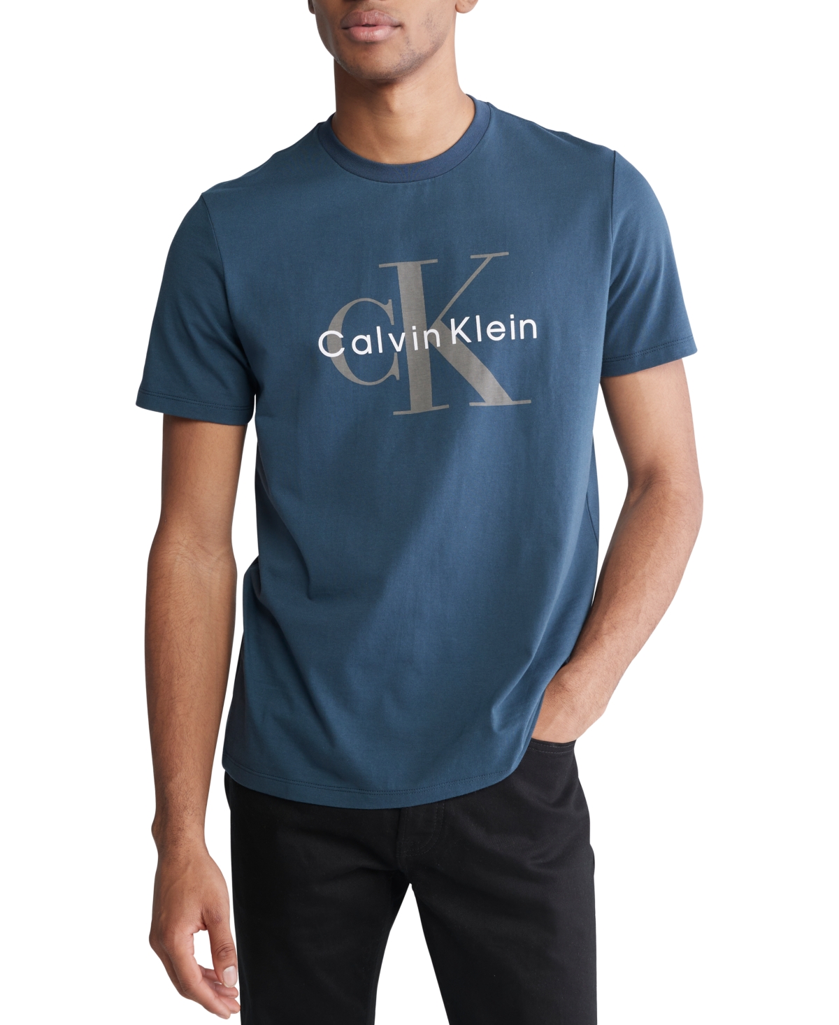 Shop Calvin Klein Men's Short Sleeve Crewneck Logo Graphic T-shirt In Ink