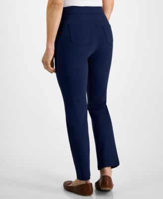 Petite Mid Rise Pull On Straight Leg Ponte Pants, Created for Macy's 