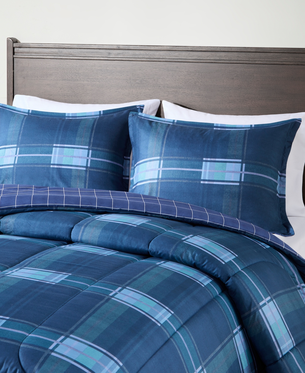 Jla Home Leo 3-Pc Reversible Plaid Comforter Set, Exclusively at Macy's