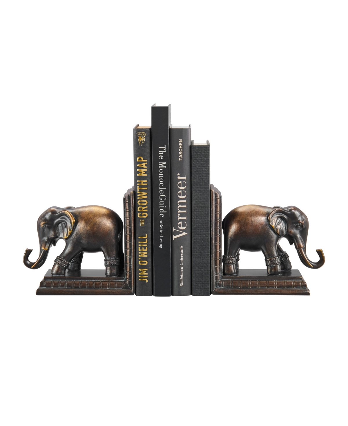 Danya B Ornate Elephants Polyresin Bronze Patina Finish Bookend, Set of 2