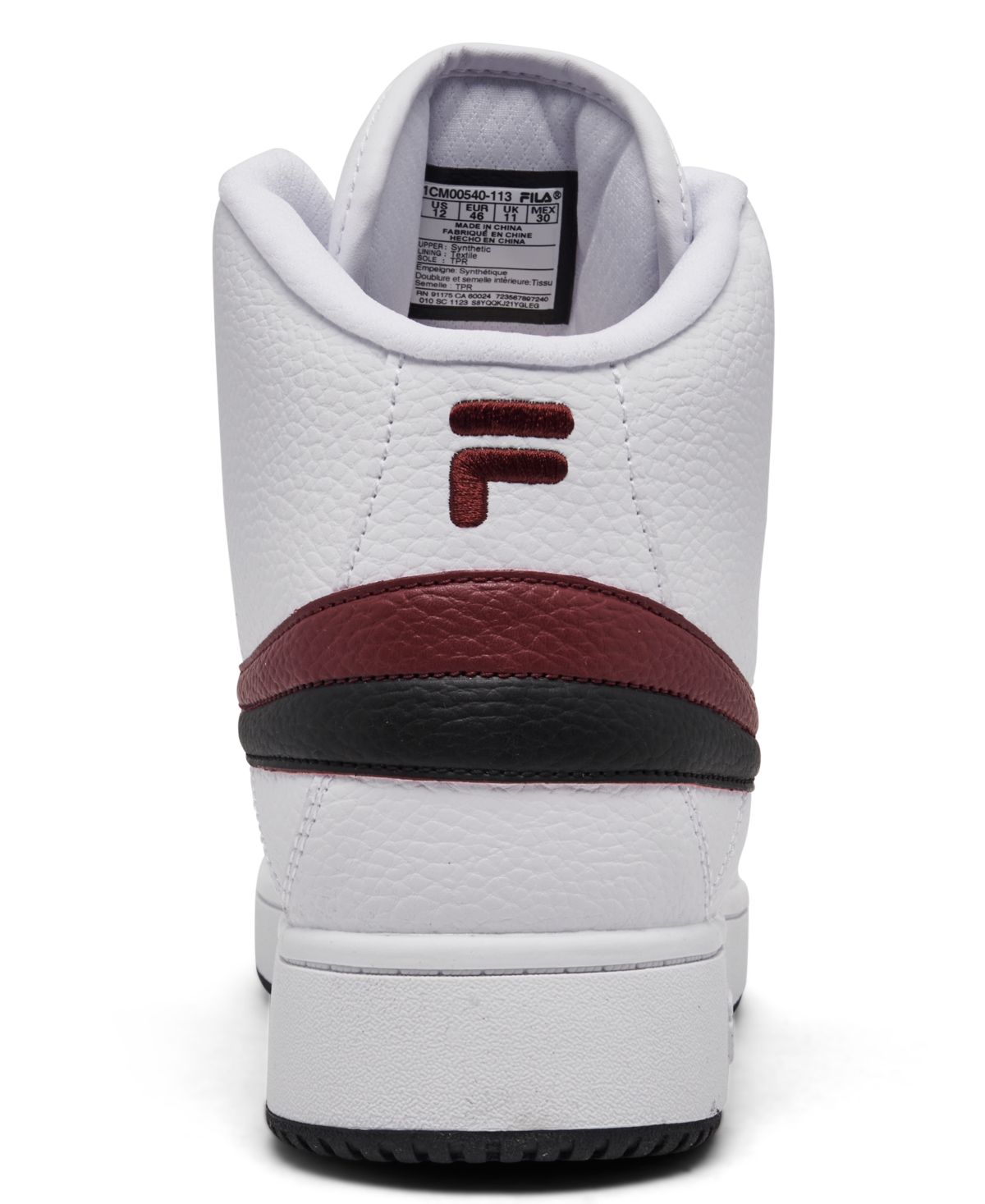 Fila Men's A-High Stay-Put Closure High Top Casual Sneakers from Finish Line - Maroon, Black