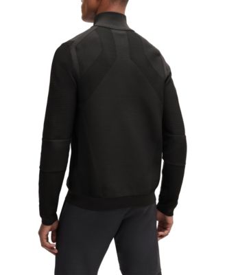 Hugo Boss Men's Contrast Logo Zip-Neck Sweater