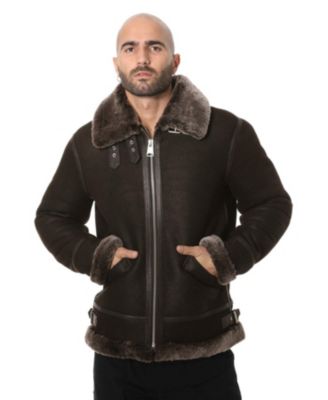 Men's Suede Shearling Jacket, Black