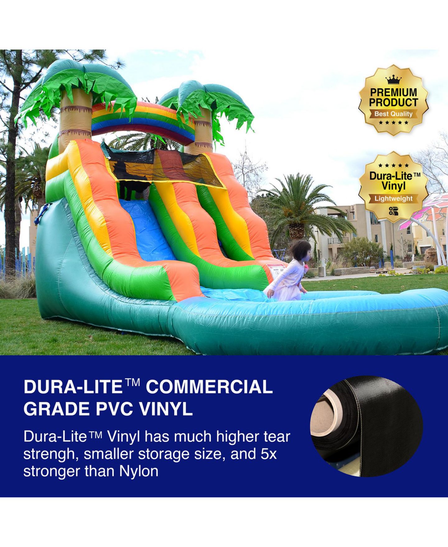 Детская игрушка HERO Kiddo Summer Breeze 13-Foot Vinyl Wet Dry Commercial Grade Water Slide with Pool, Ages 3+, цвет: Оранжевый — фото 3