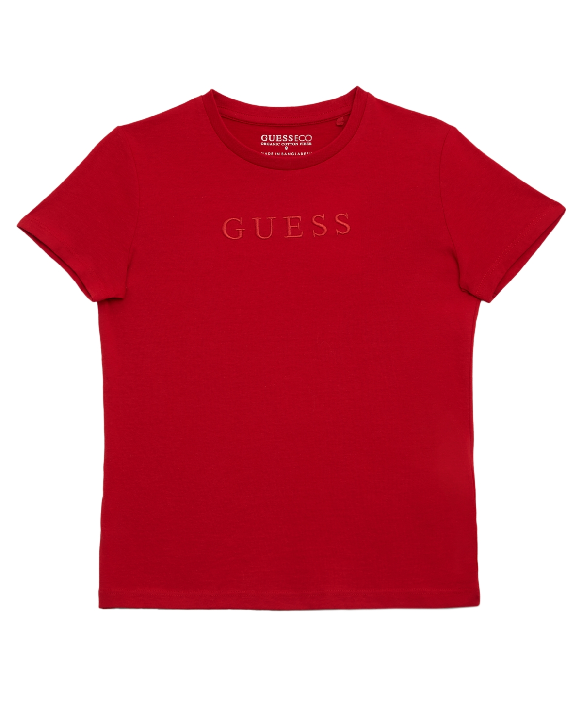 Shop Guess Big Boys Short Sleeve Embroidered Logo T-shirt In Red