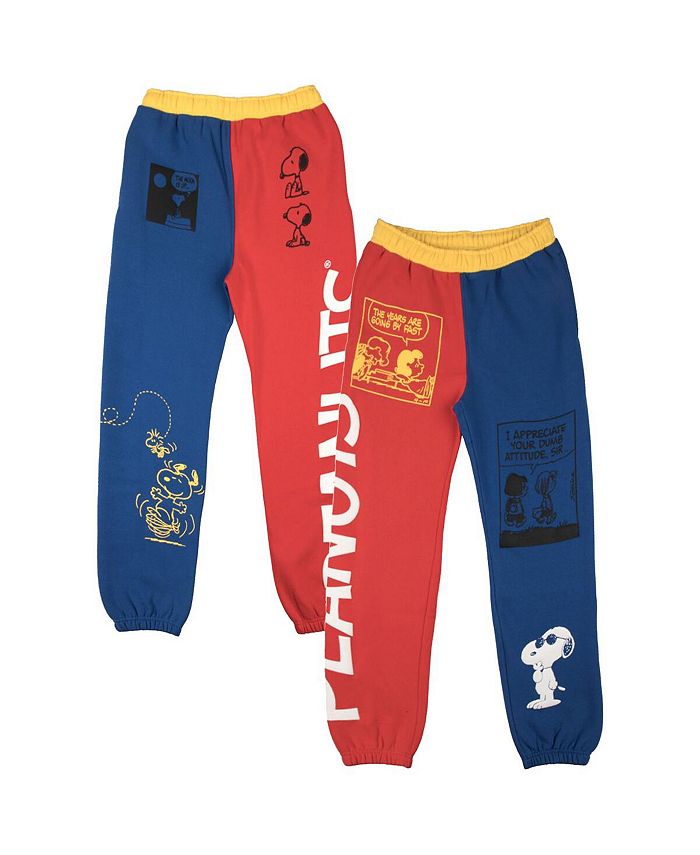 DUMBGOOD Men's Red Peanuts Snoopy Color Block Sweatpants - Macy's