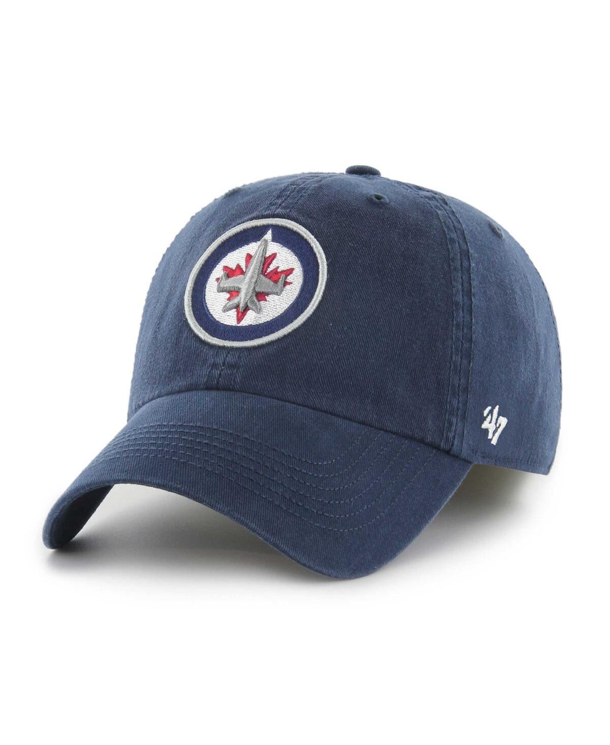 Shop 47 Brand Men's ' Navy Winnipeg Jets Classic Franchise Fitted Hat