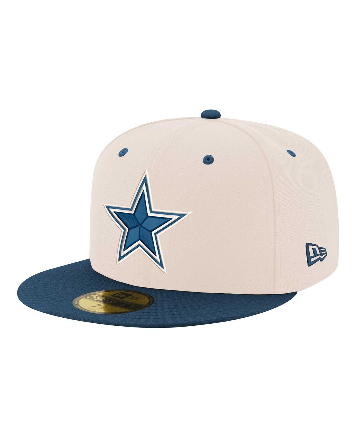 Shop New Era Men's  Cream, Navy Dallas Cowboys Two-tone Chrome 59fifty Fitted Hat In Cream,navy